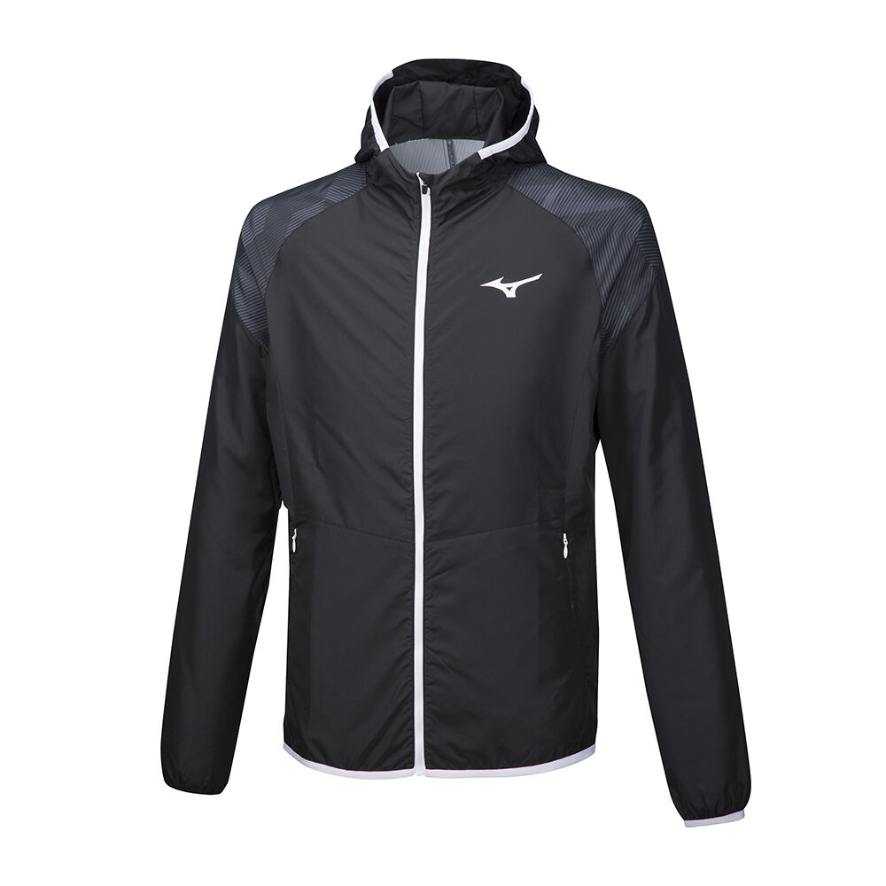 Panske Bundy Mizuno Printed Hoody Čierne Vypredaj QDLO09286